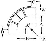 90 deg Elbow Size Diagram